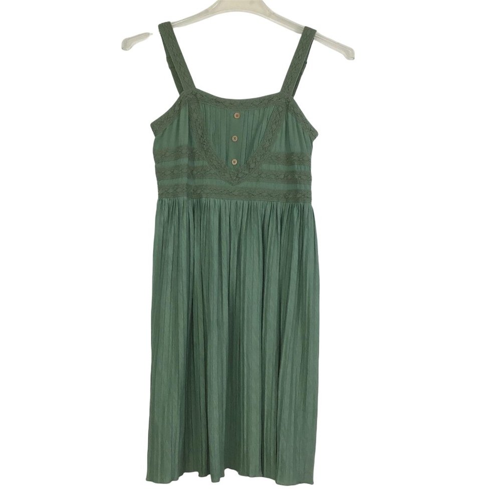 Matilda Jane Clothing S Green Dress Sleeveless Adjustable Straps Side Zip 25653D